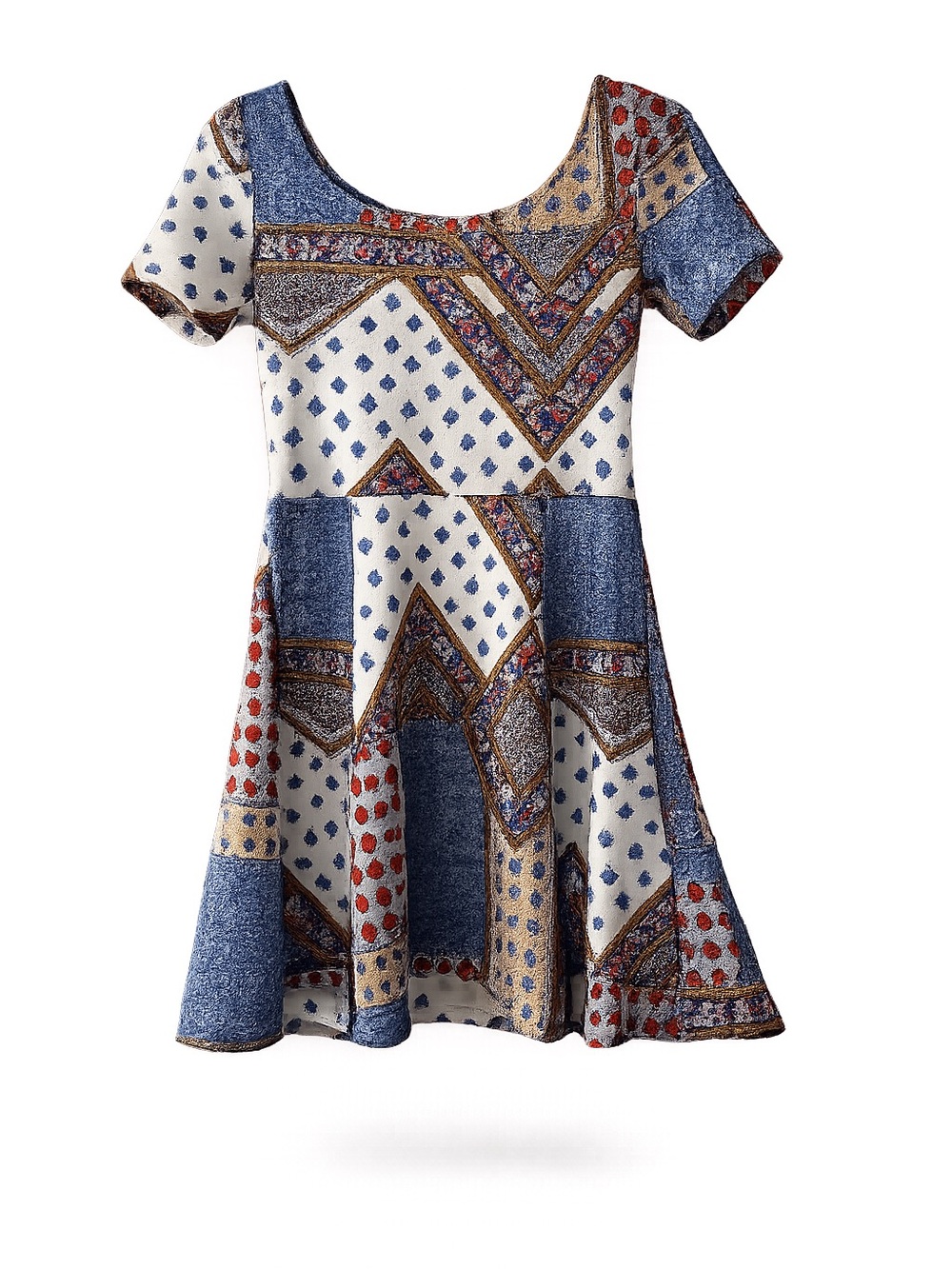 H&M Divided Patterned Short Sleeve Mini Dress - Size 6 New